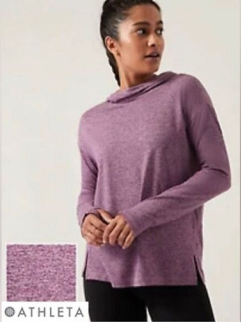 Athleta Uptempo II Hoodie Jersey Knit Lightweight Sweatshirt Purple